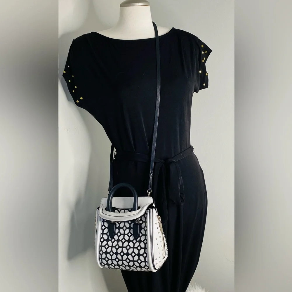 Alexander McQueen Black and White Lattice Satchel - Picture 3 of 16